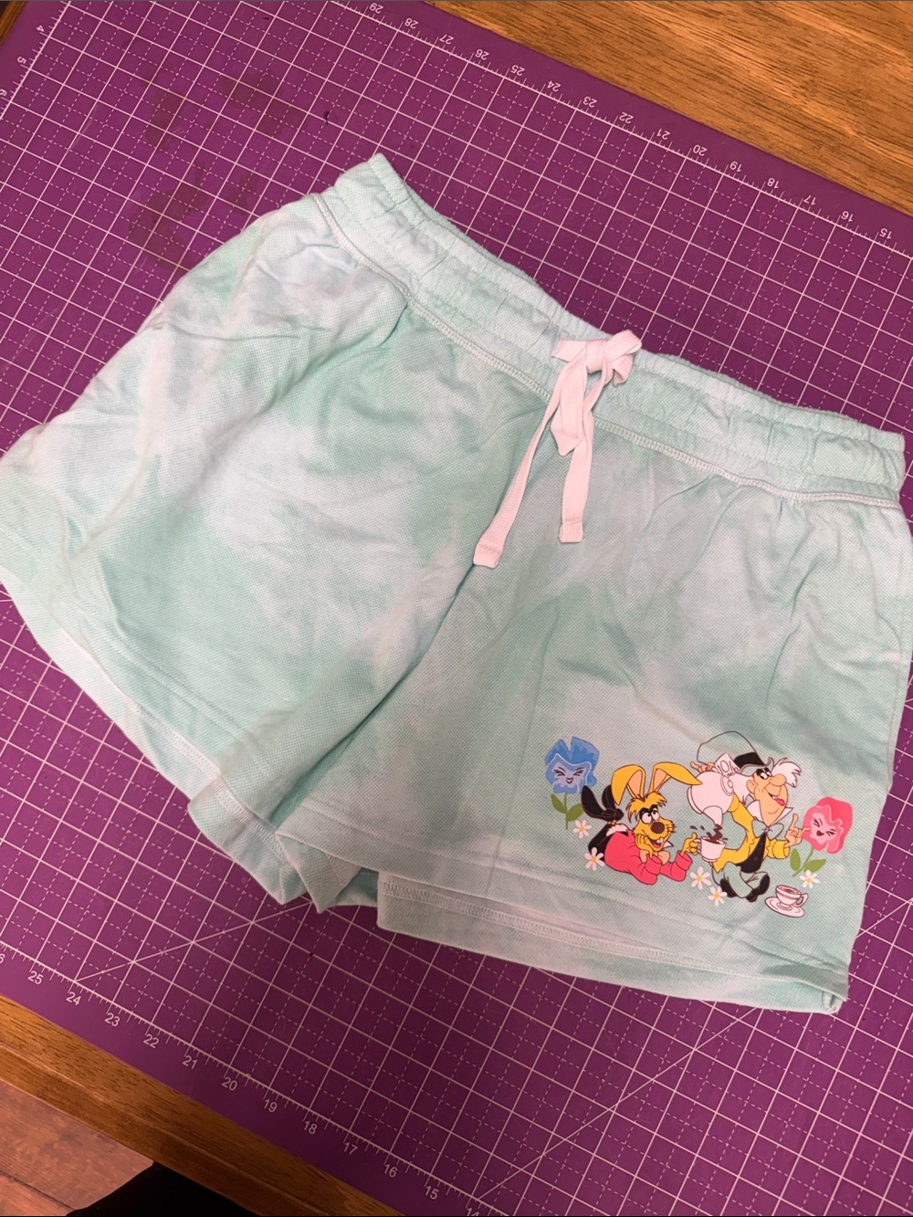 Disney Mint Tie-Dye Athletic Shorts with Character Graphic